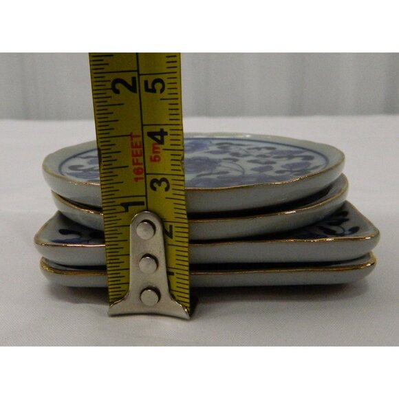 Set Of 4 Blue & White Ceramic Asian Mini Plates, Chili Oil Vinegar Butter Votive - Picture 13 of 14